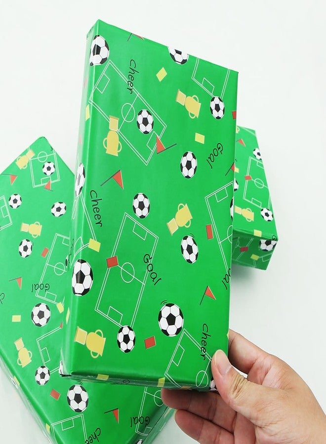 ورق تغليف هدايا كرة القدم من جيلود، ورق تغليف أخضر لهدايا كأس كرة القدم، 4 ورقات، مقاس 20 × 28 بوصة للورقة الواحدة، ورق تغليف هدايا عيد ميلاد للأولاد والأطفال والرجال في المناسبات والأعياد - Image 5
